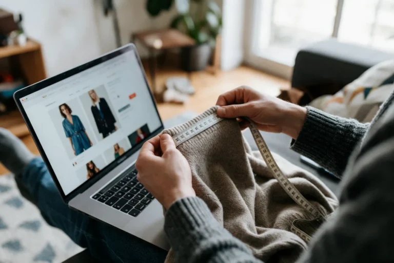 Choisir sa taille en ligne : mesurer un pull avec un mètre ruban