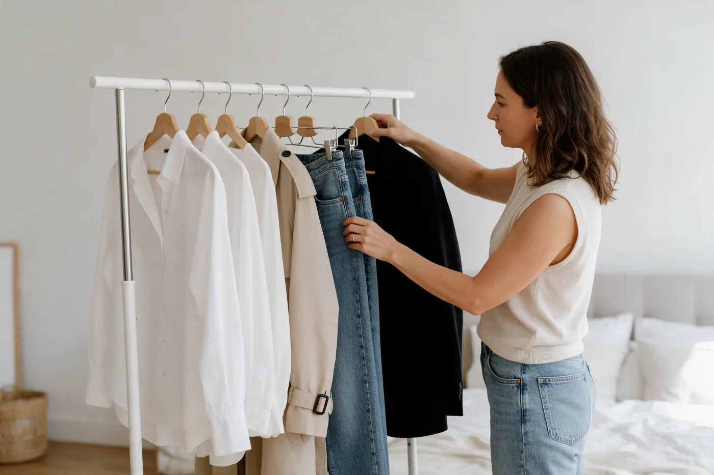 S'habiller chic avec un petit budget : garde-robe capsule sur un portant